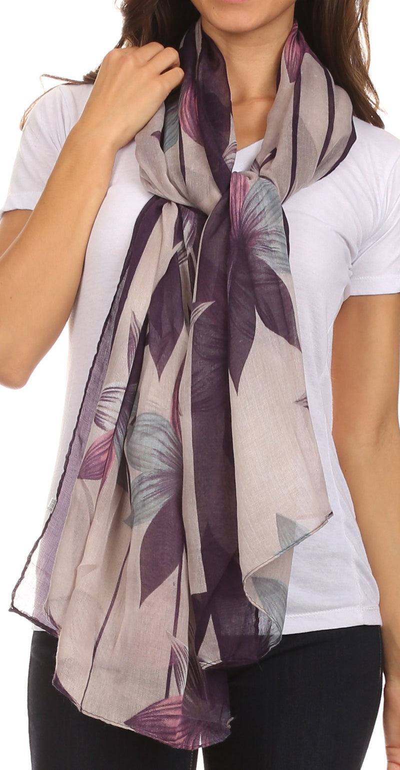 Sakkas Nichole summer gauze featherweight patterned versitile sheer scarf wrap