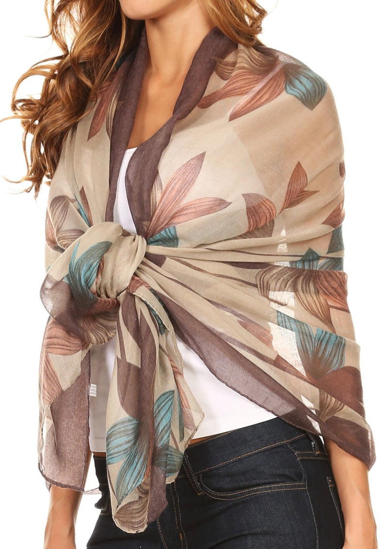 Sakkas Nichole summer gauze featherweight patterned versitile sheer scarf wrap