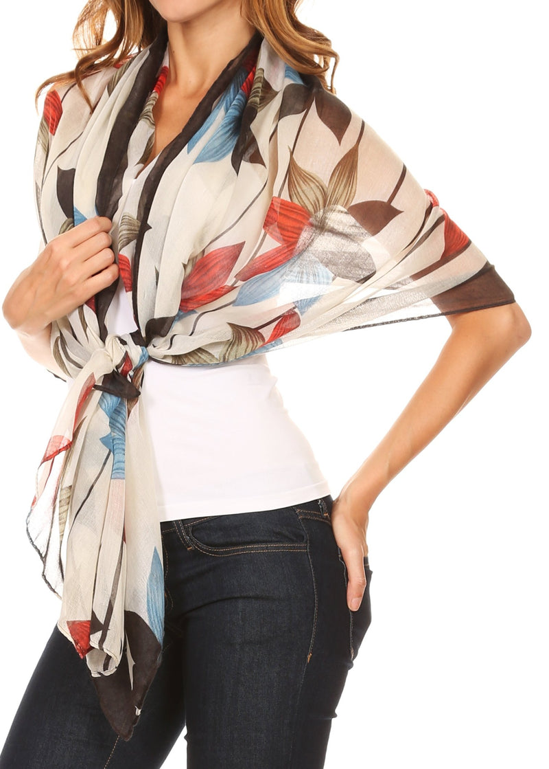 Sakkas Nichole summer gauze featherweight patterned versitile sheer scarf wrap