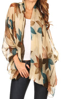 Sakkas Nichole summer gauze featherweight patterned versitile sheer scarf wrap#color_7-BlueBrown