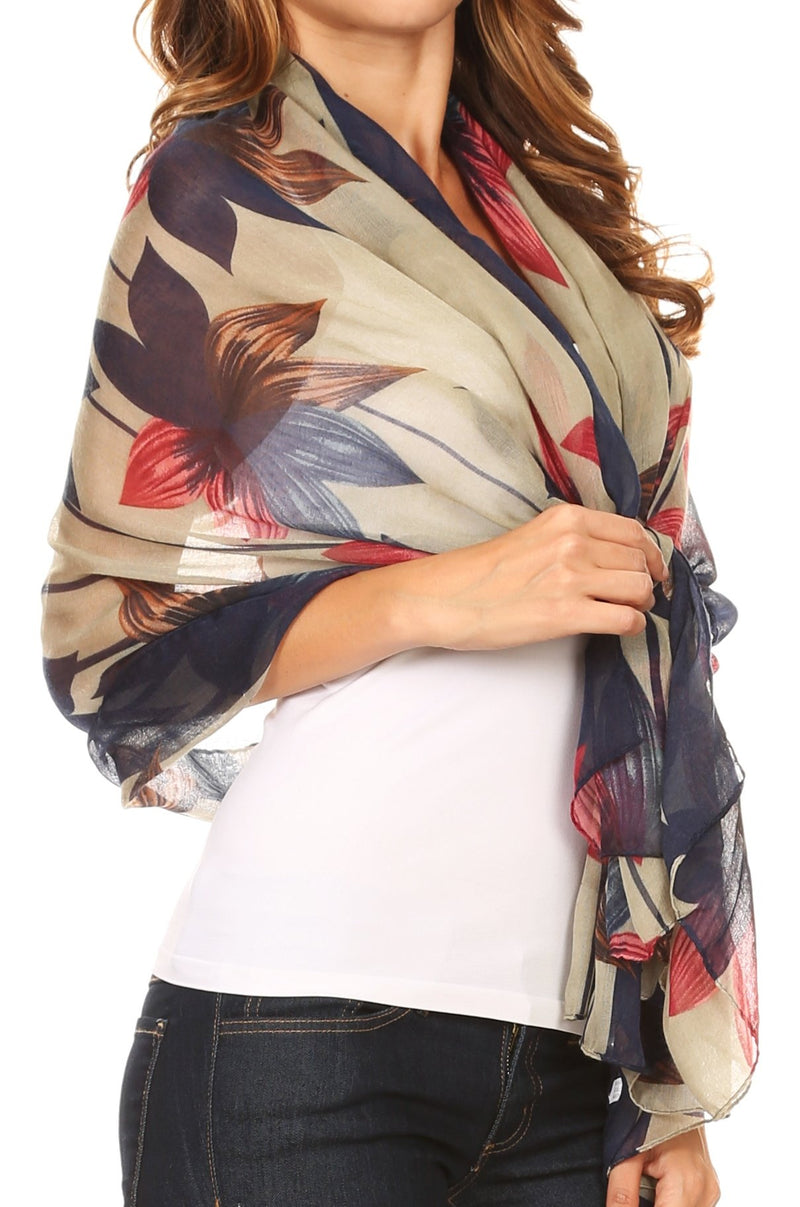 Sakkas Nichole summer gauze featherweight patterned versitile sheer scarf wrap