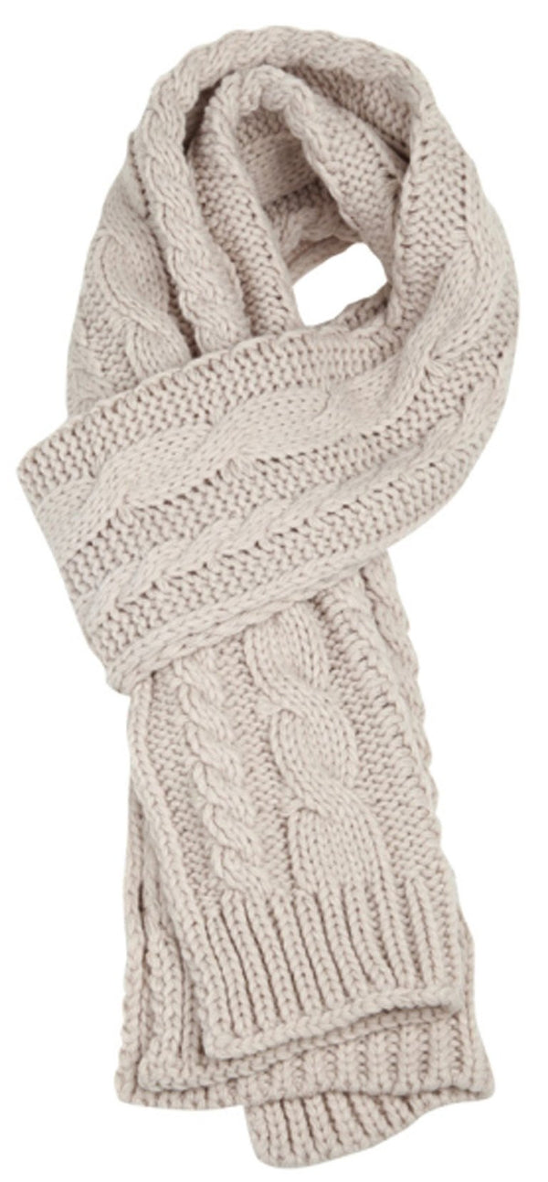 Sakkas Hadley Unisex Chunky Cable Knit Scarf#color_Beige