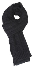 Sakkas Hadley Unisex Chunky Cable Knit Scarf#color_Black