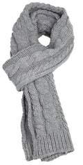 Sakkas Hadley Unisex Chunky Cable Knit Scarf#color_Grey