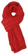 Sakkas Hadley Unisex Chunky Cable Knit Scarf#color_Red