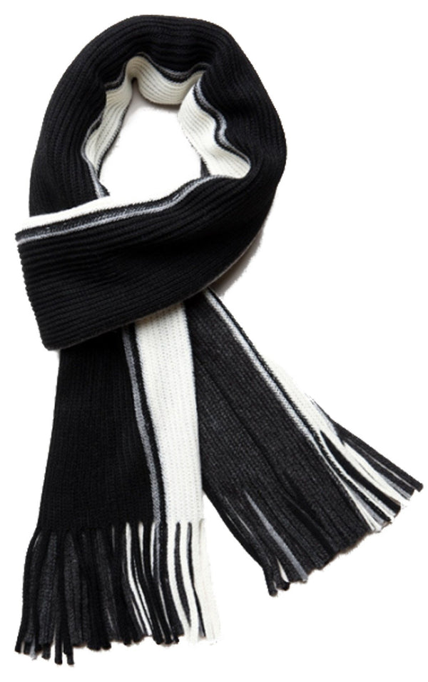 Sakkas Taylor Striped Unisex Scarf#color_WideStripeBlack