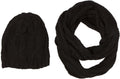 Sakkas Sprinkles Knit Infinity Scarf & Hat Set#color_Black