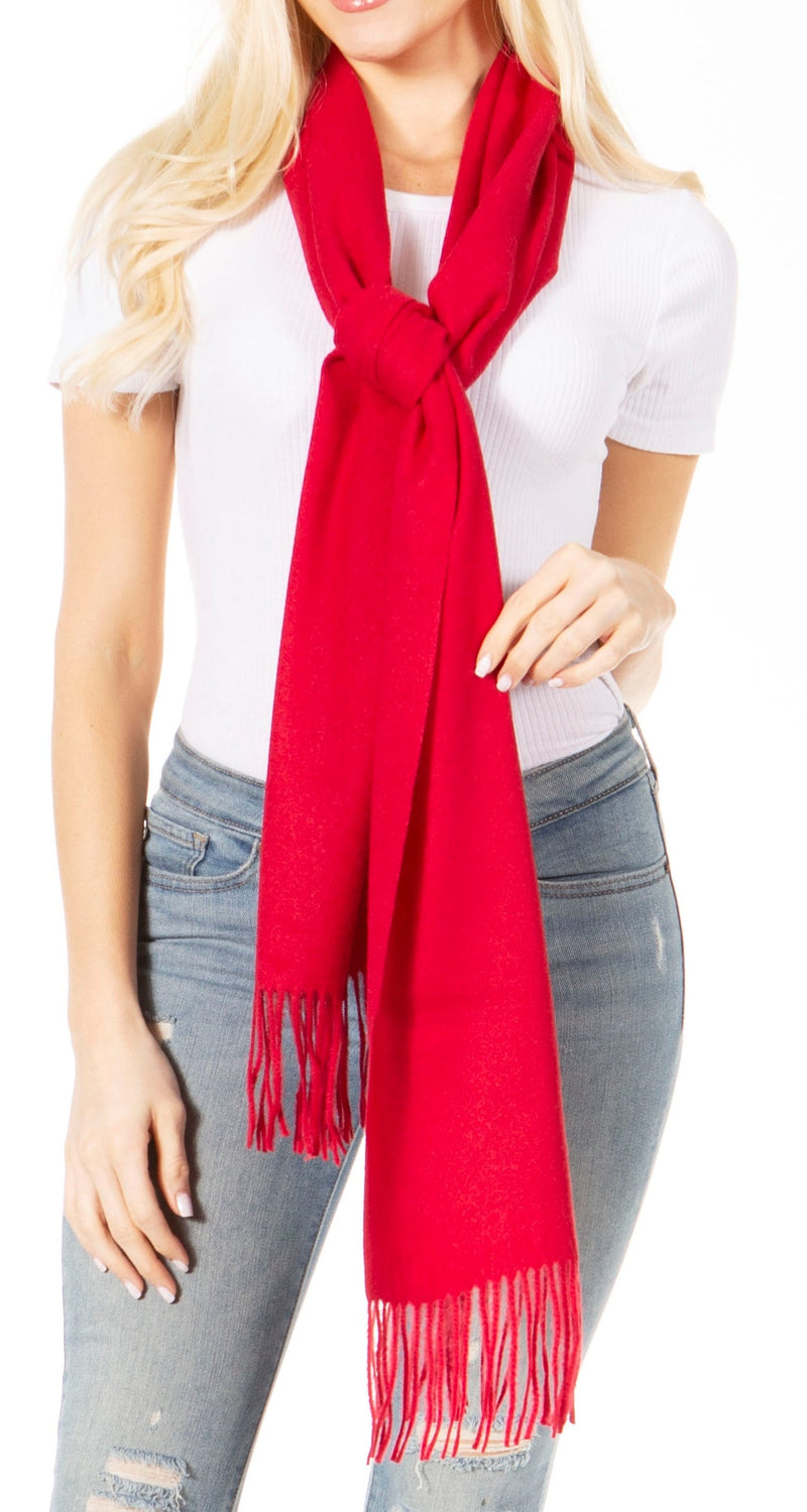 Sakkas Booker Cashmere Feel Solid Colored Unisex Winter Scarf With Fringe