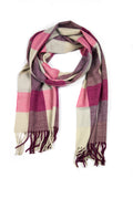 Sakkas Booker Cashmere Feel Solid Colored Unisex Winter Scarf With Fringe#color_Beige/Maroon