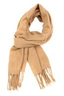 Sakkas Booker Cashmere Feel Solid Colored Unisex Winter Scarf With Fringe