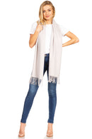Sakkas Booker Cashmere Feel Solid Colored Unisex Winter Scarf With Fringe