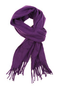 Sakkas Booker Cashmere Feel Solid Colored Unisex Winter Scarf With Fringe#color_Purple