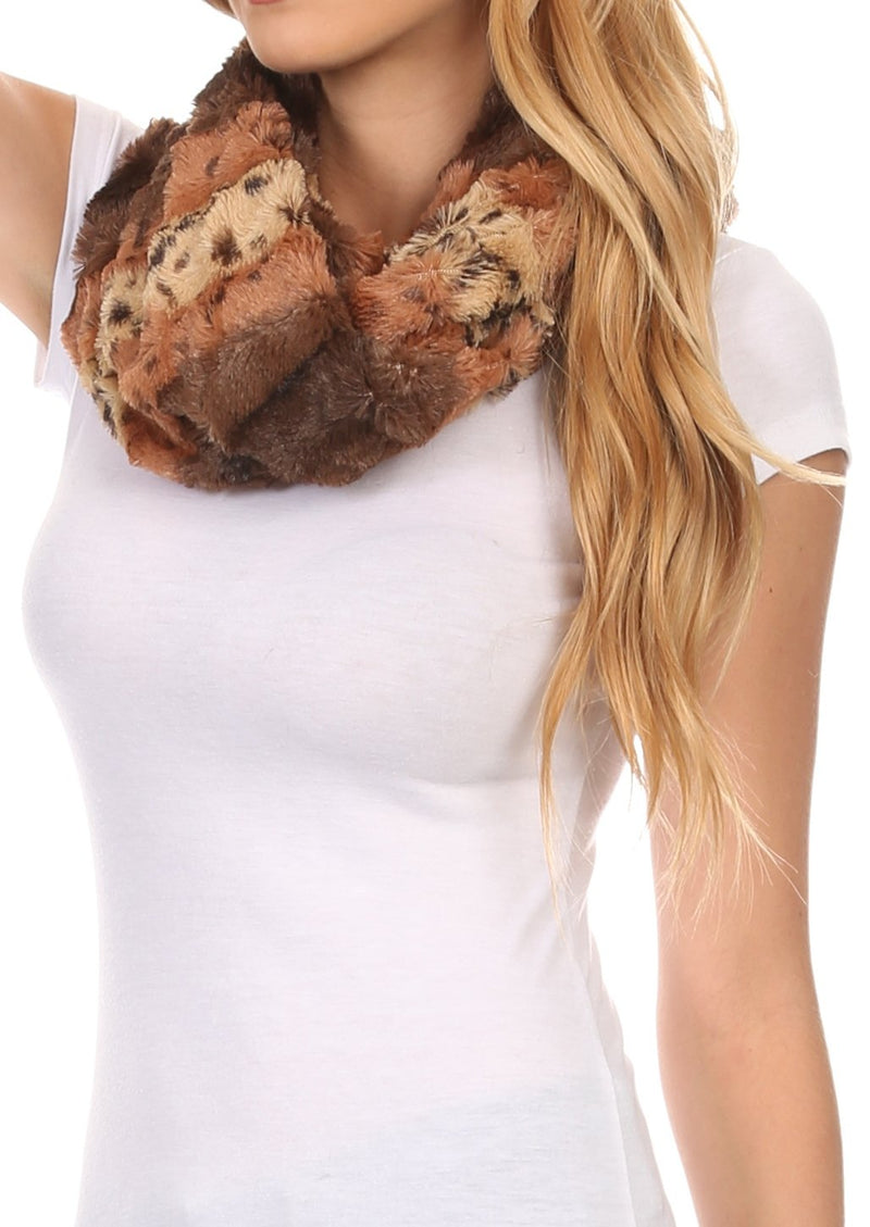 Sakkas Manula Long Wide Infinity Wrap Around Fuzzy Fur Fall Winter Classic Scarf