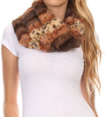 Sakkas Manula Long Wide Infinity Wrap Around Fuzzy Fur Fall Winter Classic Scarf#color_Brown