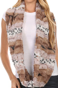 Sakkas Manula Long Wide Infinity Wrap Around Fuzzy Fur Fall Winter Classic Scarf#color_Cream