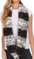Sakkas Manula Long Wide Infinity Wrap Around Fuzzy Fur Fall Winter Classic Scarf#color_Grey