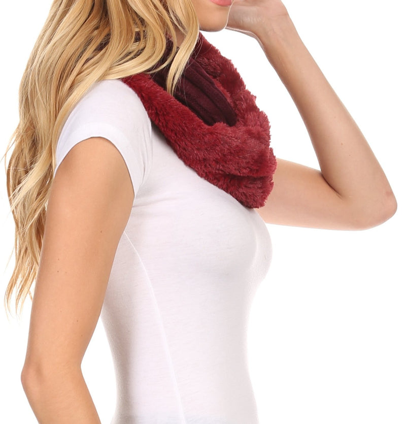 Sakkas Esla Long Wide Wrap Around Fuzzy Furry Fur Soft Comfortable Infinity Scarf