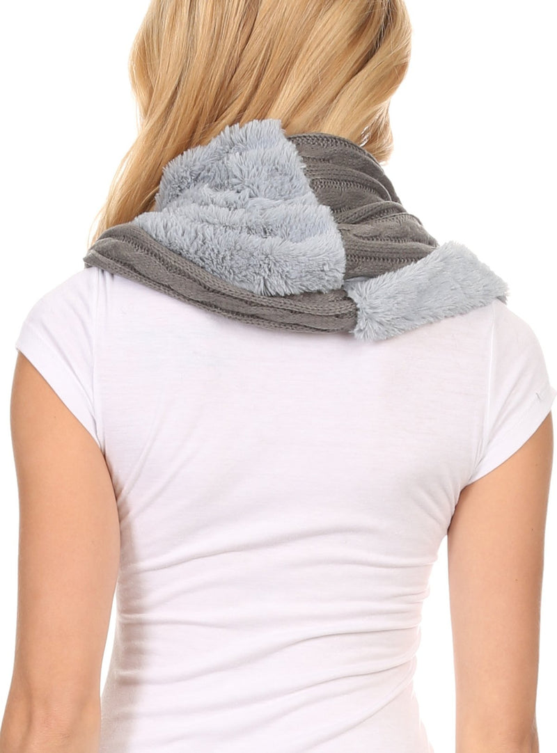 Sakkas Esla Long Wide Wrap Around Fuzzy Furry Fur Soft Comfortable Infinity Scarf