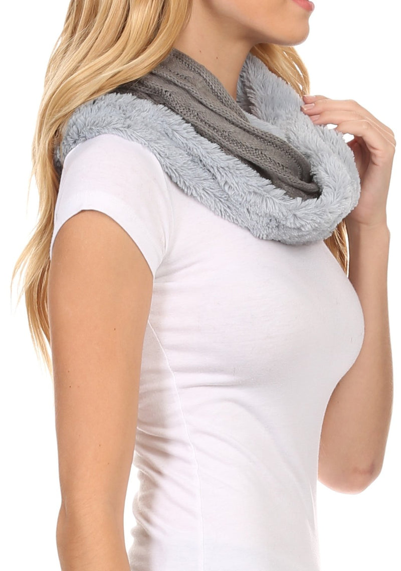 Sakkas Esla Long Wide Wrap Around Fuzzy Furry Fur Soft Comfortable Infinity Scarf