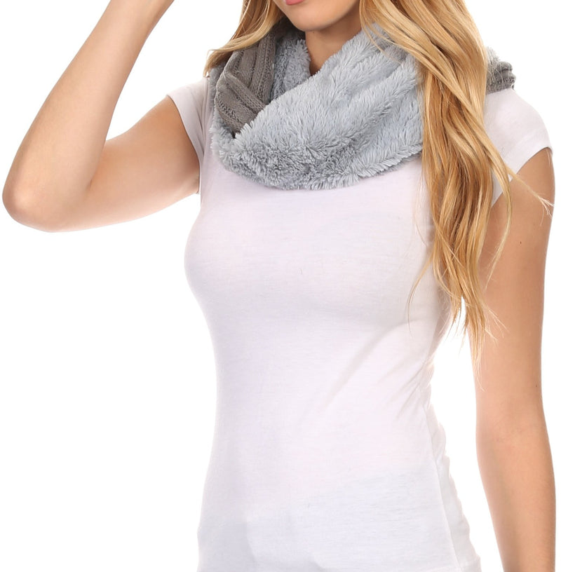 Sakkas Esla Long Wide Wrap Around Fuzzy Furry Fur Soft Comfortable Infinity Scarf