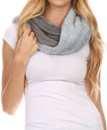 Sakkas Esla Long Wide Wrap Around Fuzzy Furry Fur Soft Comfortable Infinity Scarf#color_Grey