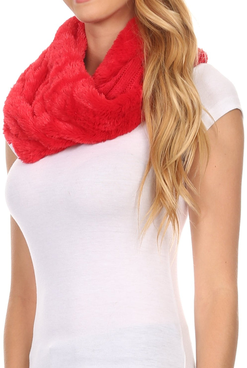 Sakkas Esla Long Wide Wrap Around Fuzzy Furry Fur Soft Comfortable Infinity Scarf