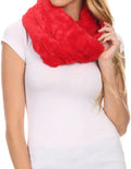 Sakkas Esla Long Wide Wrap Around Fuzzy Furry Fur Soft Comfortable Infinity Scarf#color_Red