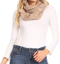 Sakkas Mellah Long Wide Soft Fuzzy Furry Fur Infinity Fall Winter Wrap Scarf#color_Beige