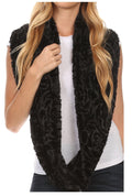 Sakkas Mellah Long Wide Soft Fuzzy Furry Fur Infinity Fall Winter Wrap Scarf#color_Black