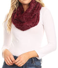 Sakkas Mellah Long Wide Soft Fuzzy Furry Fur Infinity Fall Winter Wrap Scarf#color_Burgundy