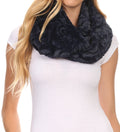 Sakkas Mellah Long Wide Soft Fuzzy Furry Fur Infinity Fall Winter Wrap Scarf#color_Navy