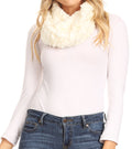 Sakkas Mellah Long Wide Soft Fuzzy Furry Fur Infinity Fall Winter Wrap Scarf#color_White