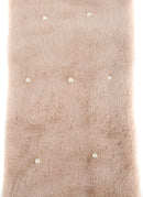 Sakkas Sabby Long Thin Faux Fur Pearl Embellishment Warm Soft Infinity Scarf