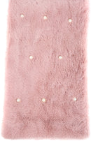 Sakkas Sabby Long Thin Faux Fur Pearl Embellishment Warm Soft Infinity Scarf