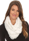 Sakkas Caymen Long Wrap Around Faux Fur Solid Color With Sequins Infinity Scarf#color_White