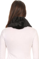 Sakkas Dalien Short Length Two Sided Faux Fur Ribbed Cable Knit Infinity Scarf
