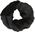 Sakkas Dalien Short Length Two Sided Faux Fur Ribbed Cable Knit Infinity Scarf#color_Black