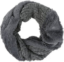 Sakkas Dalien Short Length Two Sided Faux Fur Ribbed Cable Knit Infinity Scarf