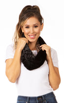 Sakkas Julie Short Wrap Around Two Sided Faux Fur And Ribbed Knit Infinity Scarf