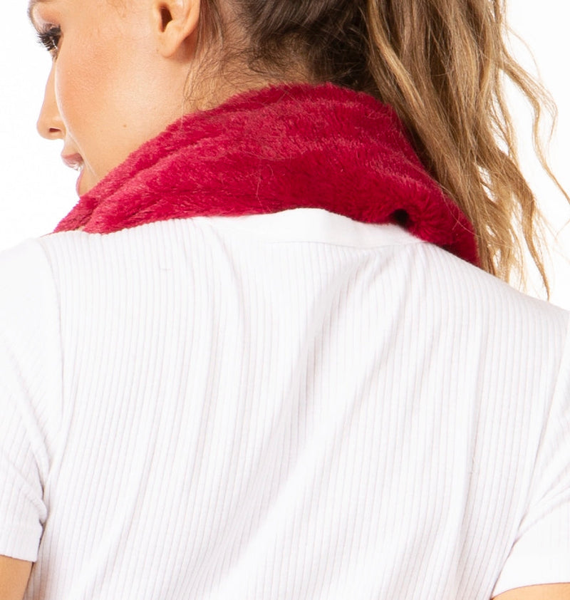 Sakkas Julie Short Wrap Around Two Sided Faux Fur And Ribbed Knit Infinity Scarf