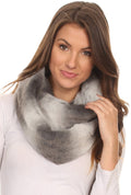 Sakkas Rhie Long Lightweight Faux Fur Ombre Colored Warm Soft Infinity Scarf#color_Grey