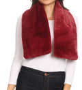 Sakkas Malen Long Rectangle Faux Fur Warm Soft Furry Wrap Around Loophole Scarf#color_Burgundy