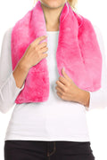 Sakkas Malen Long Rectangle Faux Fur Warm Soft Furry Wrap Around Loophole Scarf#color_Coral