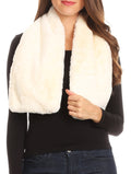 Sakkas Malen Long Rectangle Faux Fur Warm Soft Furry Wrap Around Loophole Scarf#color_Cream