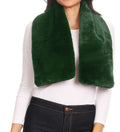 Sakkas Malen Long Rectangle Faux Fur Warm Soft Furry Wrap Around Loophole Scarf#color_Green