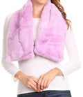 Sakkas Malen Long Rectangle Faux Fur Warm Soft Furry Wrap Around Loophole Scarf#color_Lilac