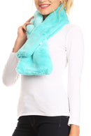 Sakkas Malen Long Rectangle Faux Fur Warm Soft Furry Wrap Around Loophole Scarf