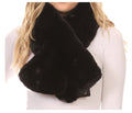 Sakkas Kiy Loophole Faux Fur Long Soft Warm Comfortable Textured Bow Scarf#color_Black