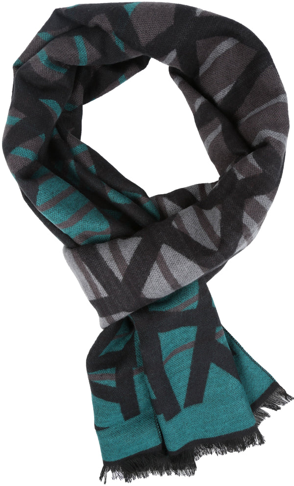 Sakkas Louek Long Wide Multi Colored Patterend UniSex Cashmere Feel Scarf#color_Aqua