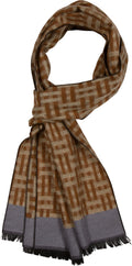 Sakkas Jiel Long Wide Classic Multi Colored Pattern UniSex Cashmere Feel Scarf#color_Brown